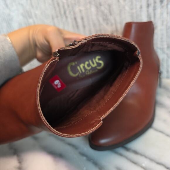 Sam Edelman Whiskey Tan Highland Croc Studded Ankle Booties Sz 6.5 Women's - Picture 8 of 8